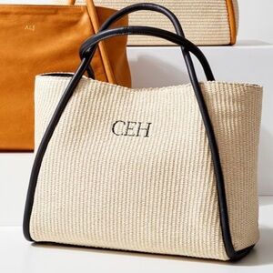 ❤️ Mark & Graham MILANO STRAW LEATHER HANDBAG